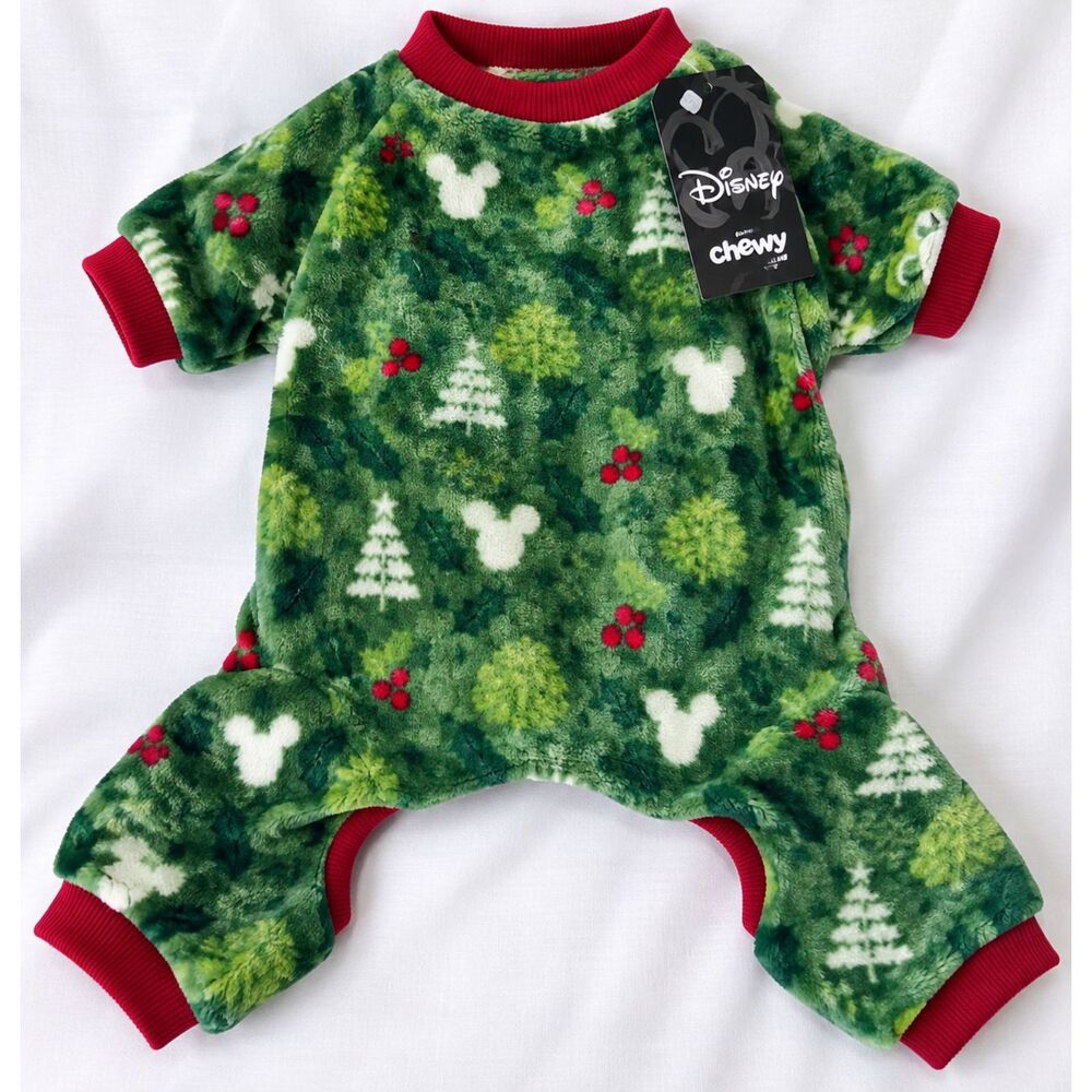 Disney Chewy Mickey Mouse Holiday Pet Pajamas Dog PJs Size Large Green NWT